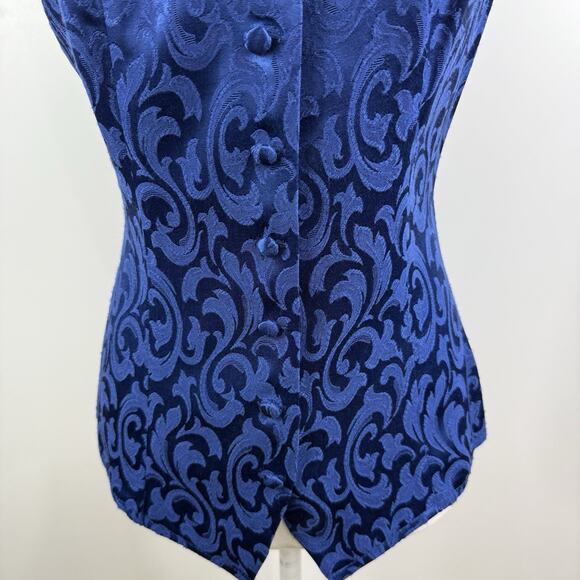 Vintage 90s Maurices Blue Textured Blouse 9/10 Mandarin Collar Corset Back Y2K - Picture 3 of 12